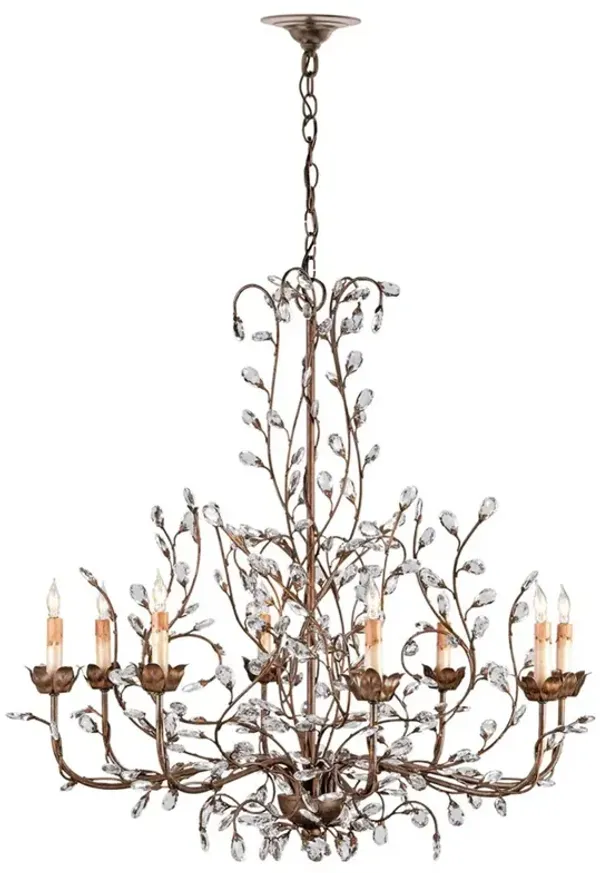 Brietta French Country Gold Iron Crystal Bud Chandelier - Large