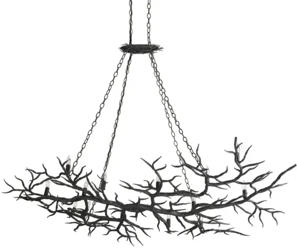 Boca Dramatic Rustic Branch Wrought Iron 14 Light Island Chandelier