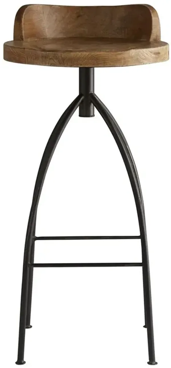 Henson Industrial Loft Brown Mango Wood Black Iron Bar Stool