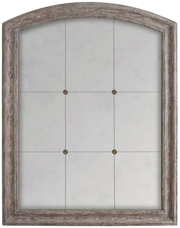 Avignon French Country Distressed Taupe Arched Antique Wall Mirror