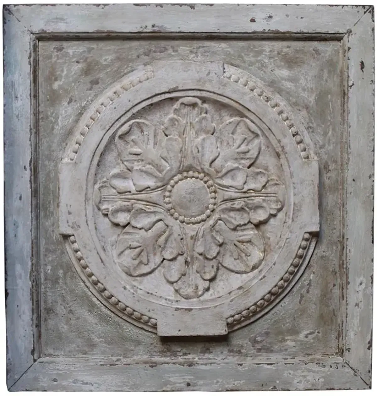 Athenia Greek Distressed French Country Vintage Carved Wood Panel