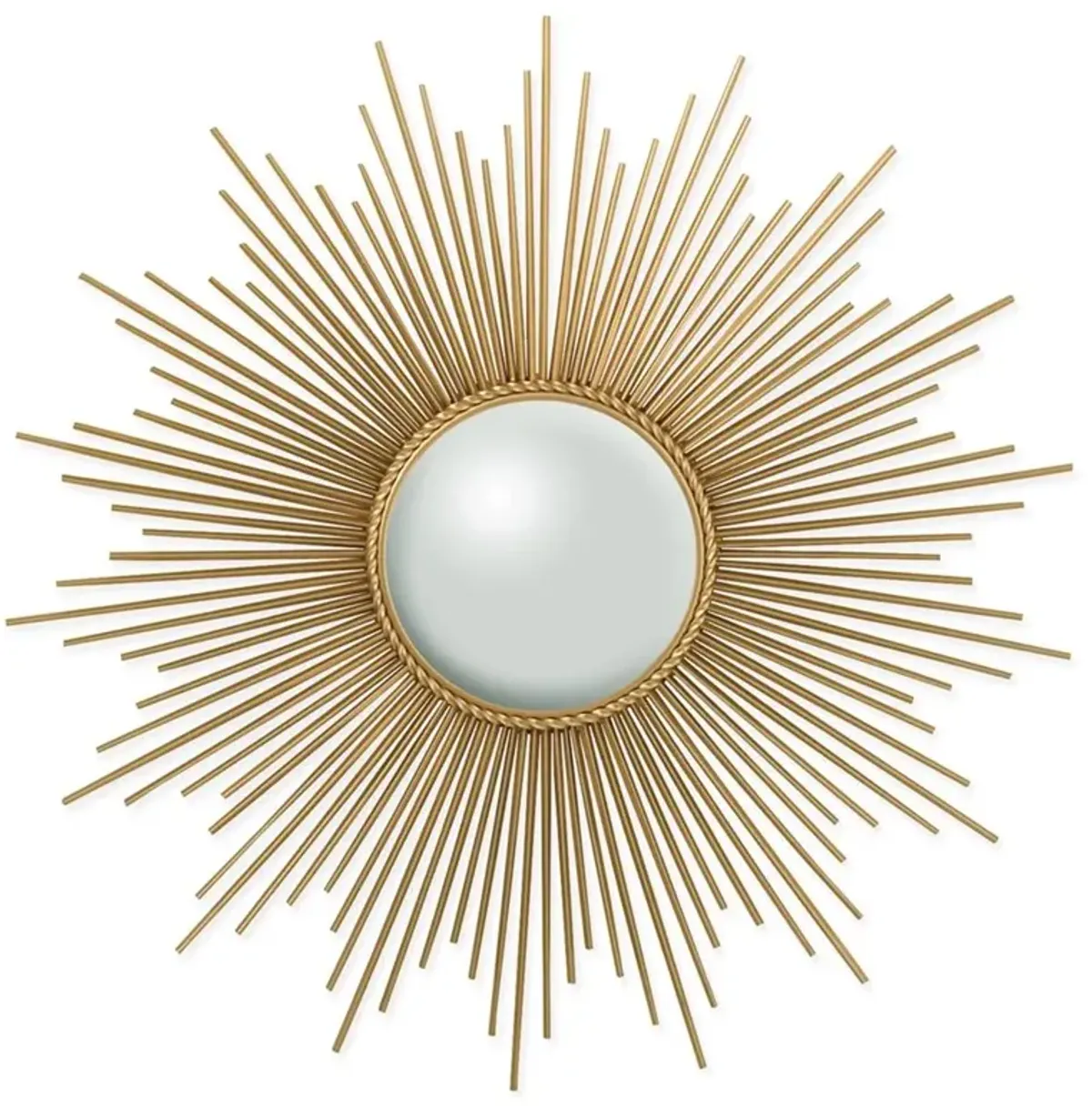 Alessandra Hollywood Regency Convex Gold Sunburst Mirror