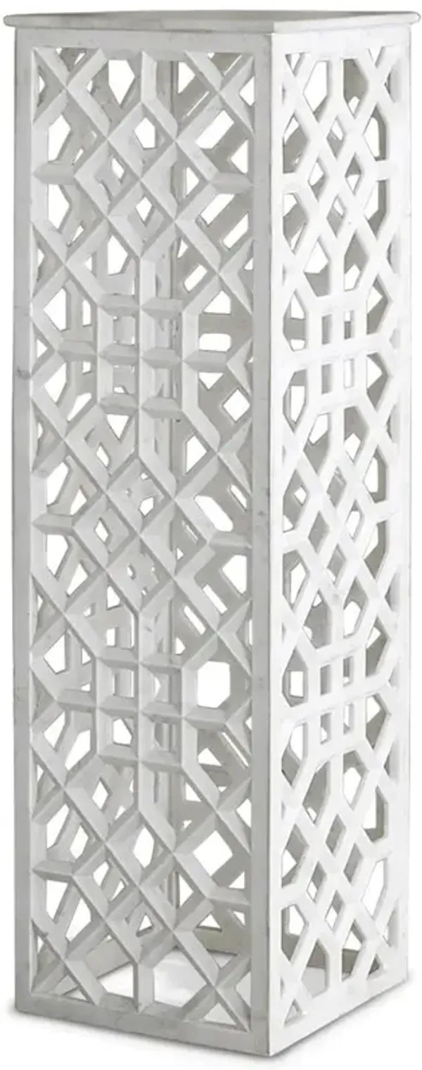 Mamounia Modern Classic White Marble Fretwork Plinth Pedestal - 48"