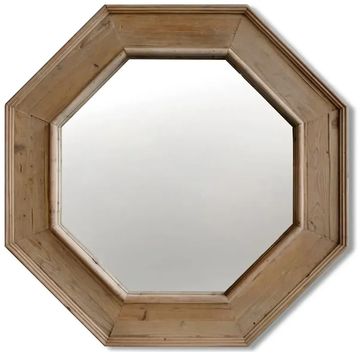 Tavern Rustic Lodge Reclaimed Pine Large Octagonal Wall Mirror