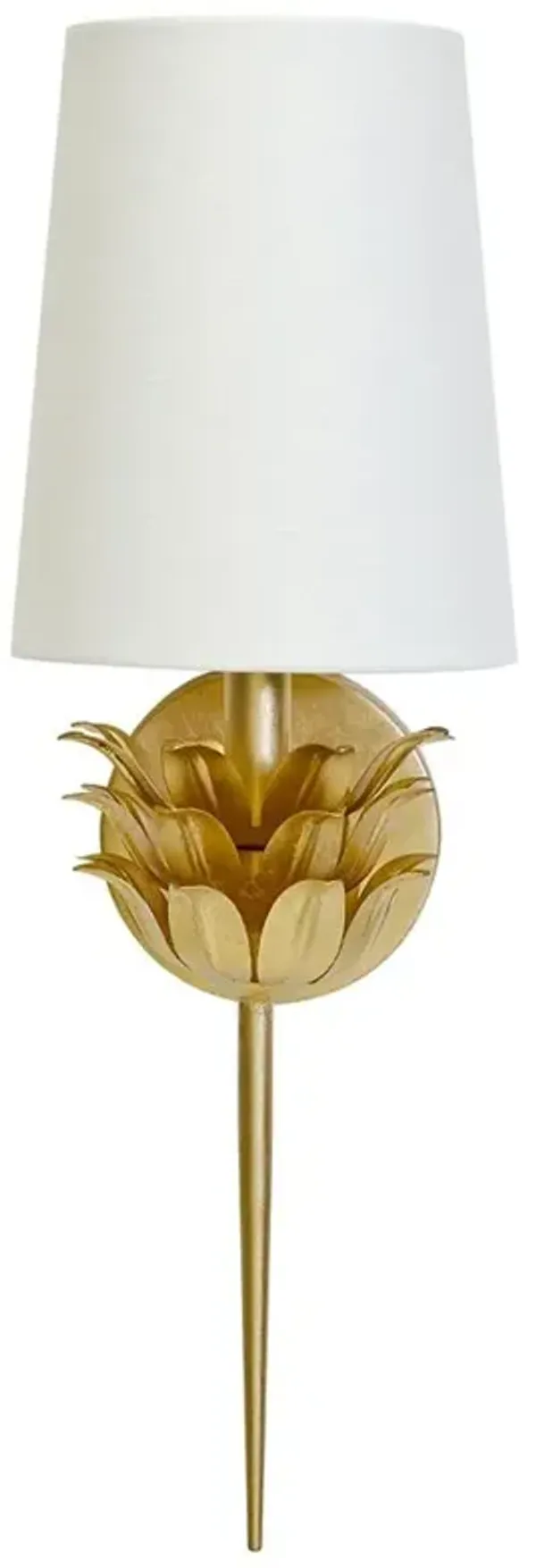 Worlds Away Delilah Hollywood 3 Leaf Gold Wall Sconce