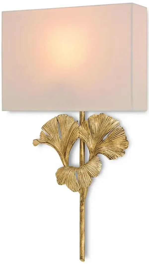 Naomi Gingko Leaf Antique Gold Elegant Wall Sconce