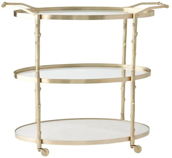 Wesley Modern Classic Antique Brass Twig Bar Cart