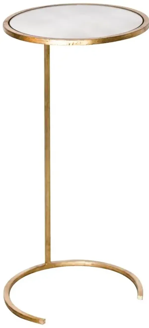 Worlds Away Monaco Industrial Loft Mirror Top Gold Leaf Metal C Side Table