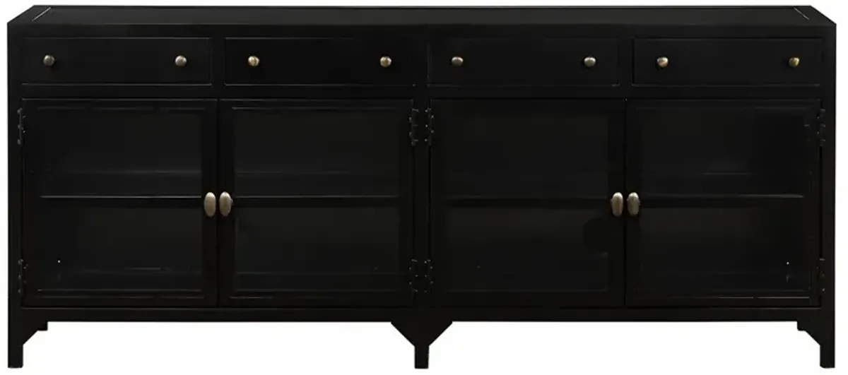 Katren Industrial Matte Black Metal Brass Box Media Cabinet