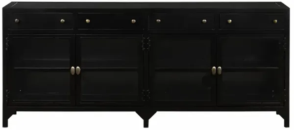 Katren Industrial Matte Black Metal Brass Box Media Cabinet
