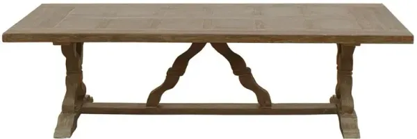 Linet French Country Grey Fiberglass Outdoor Rectangular Dining Table - 102"W