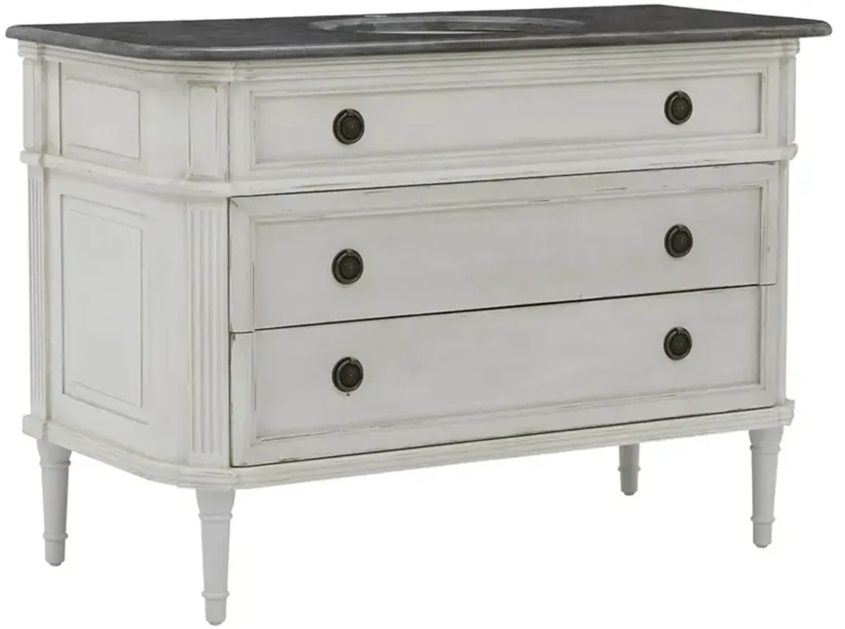 Johan French Country Blue Stone Antique White Oak Bath Vanity Sink - 50"