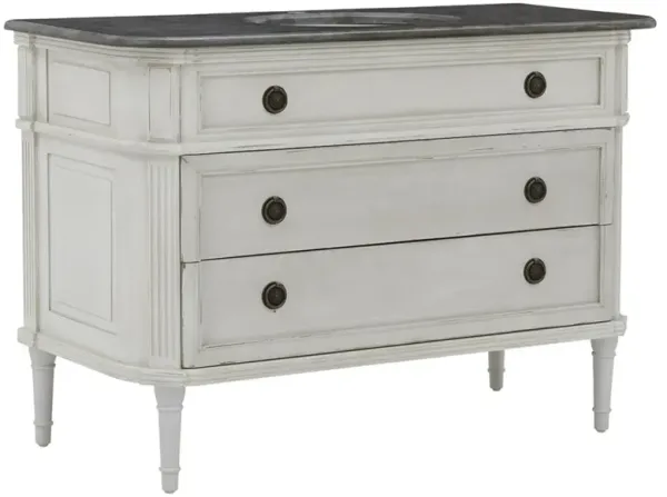 Johan French Country Blue Stone Antique White Oak Bath Vanity Sink - 50"