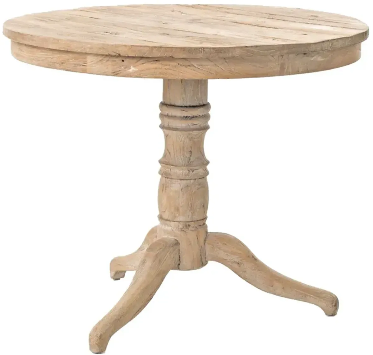 Delon French White Wash Reclaimed Wood Bistro Table- 35.5" W
