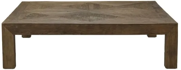 Birkby Rustic Lodge Natural Elm Parquet Square Coffee Table