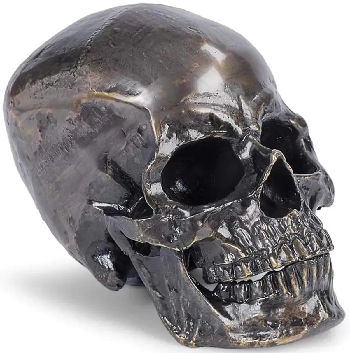 Antique Industrial Loft Antique Bronze Metal Skull Sculpture