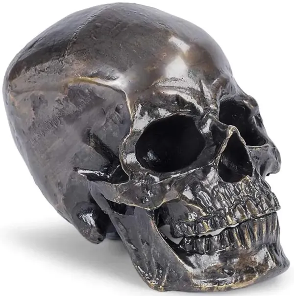 Antique Industrial Loft Antique Bronze Metal Skull Sculpture