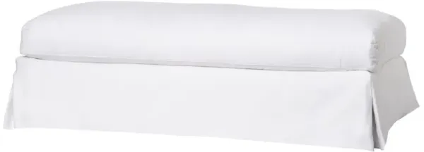 Cisco Home Seda Denim White Cotton Coastal Feather Down Slipcovered Ottoman Bench