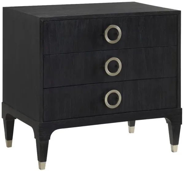 Haiden Modern Classic Black Onyx Steel 3 Drawer Nightstand