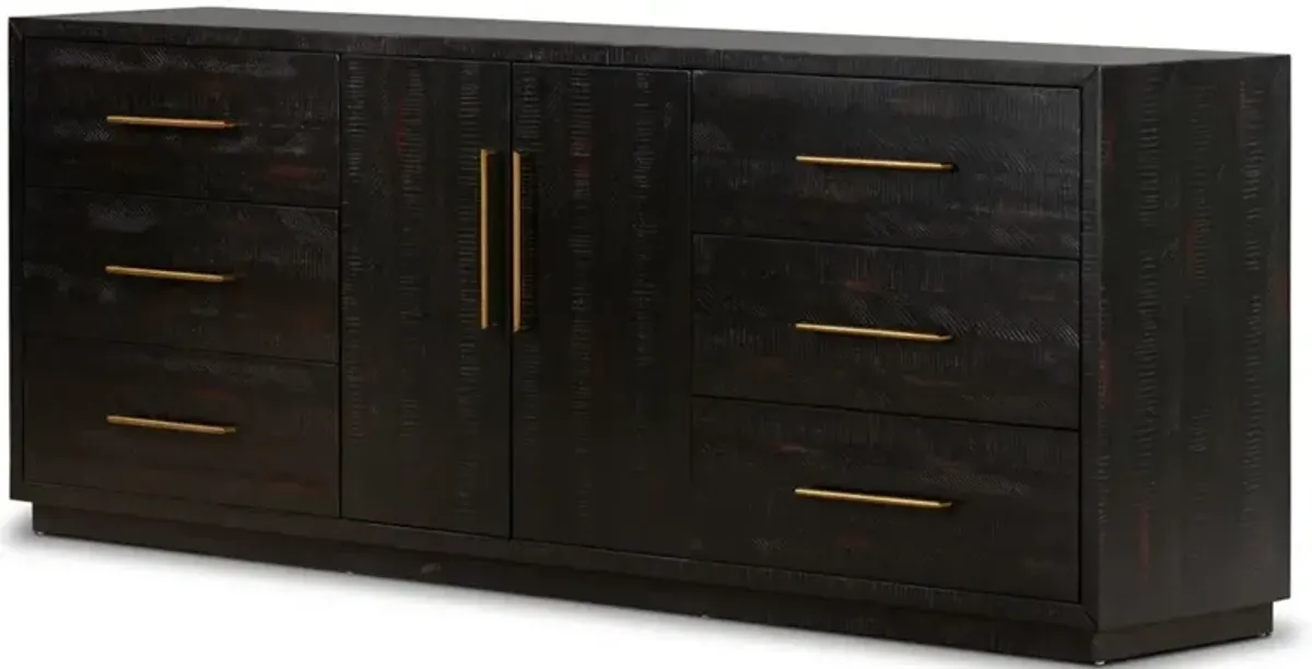 Dorwin Industrial Loft Espresso Brown Acacia Wood Media Console Sideboard