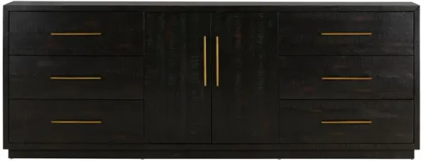 Dorwin Industrial Loft Espresso Brown Acacia Wood Media Console Sideboard