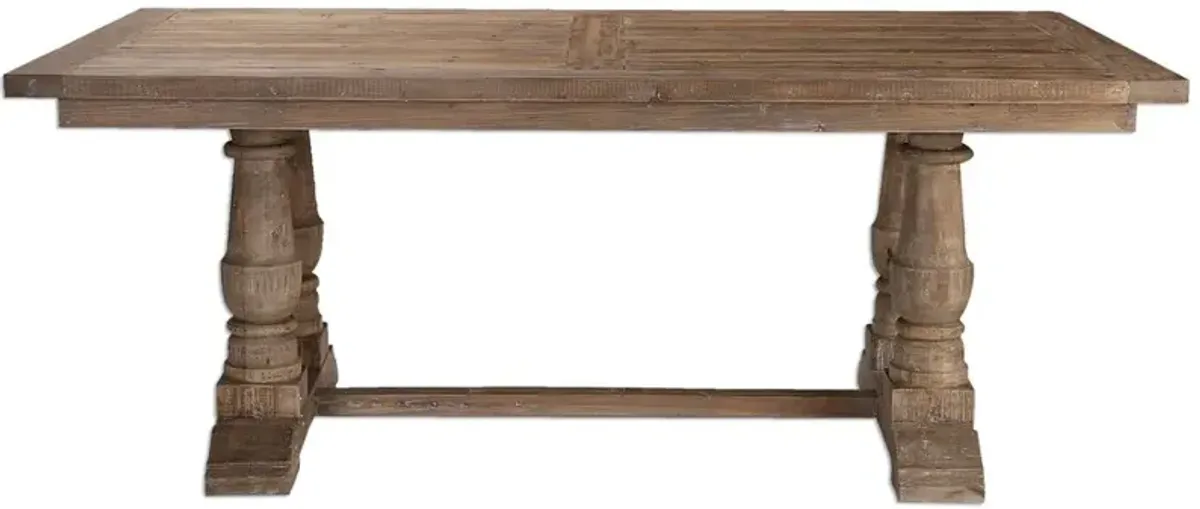 Gamble Rustic Lodge Reclaimed Fir Stone Wash Dining Table - 76"W