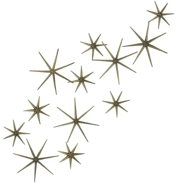 Dwell Studio Mid Century Brass Star Wall Sculptures - Set of 12