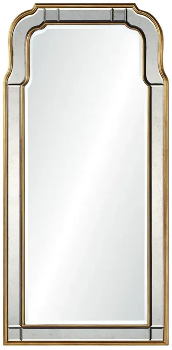 Holiday Hollywood Regency Antique Gold Leaf Frame Arch Wall Mirror