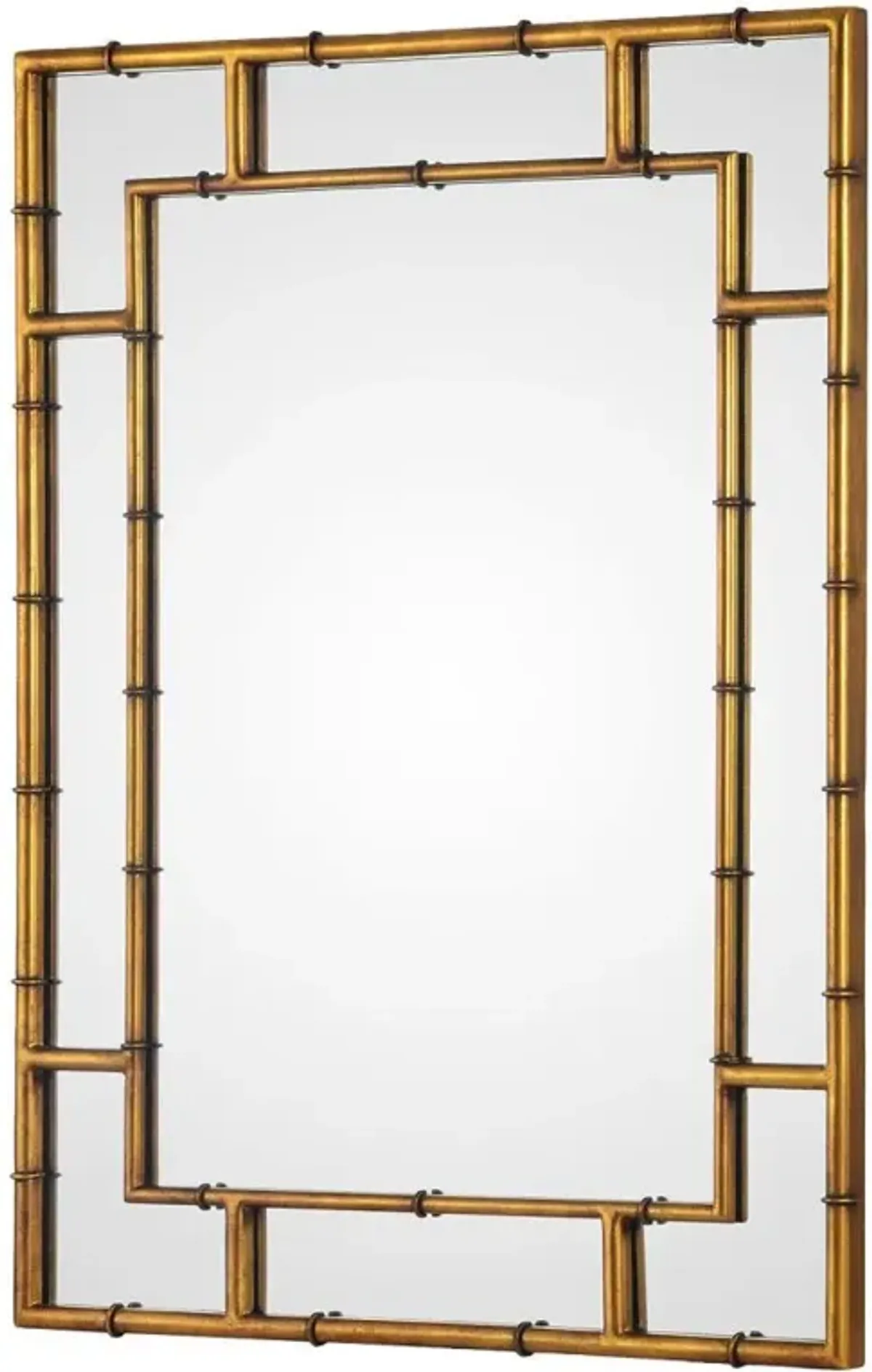 Gable Regency Distressed Gold Leaf Iron Bamboo Wall Mirror
