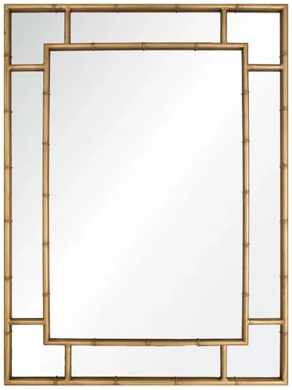 Gable Regency Distressed Gold Leaf Iron Bamboo Wall Mirror