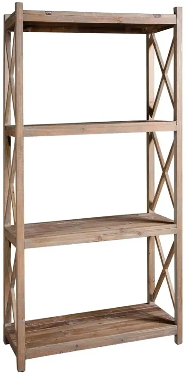 Gamble Rustic Lodge Salvaged Fir Stone Wash Etagere