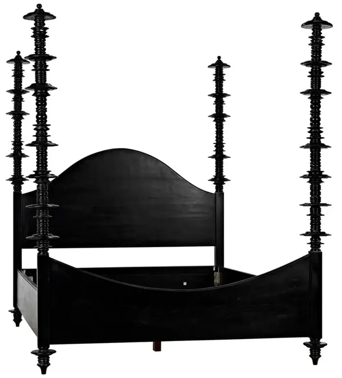 Floren Global Bazaar Rubbed Black Mahogany Wood Four Poster Bed - California King