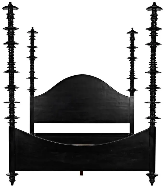Floren Global Bazaar Rubbed Black Mahogany Wood Four Poster Bed - California King