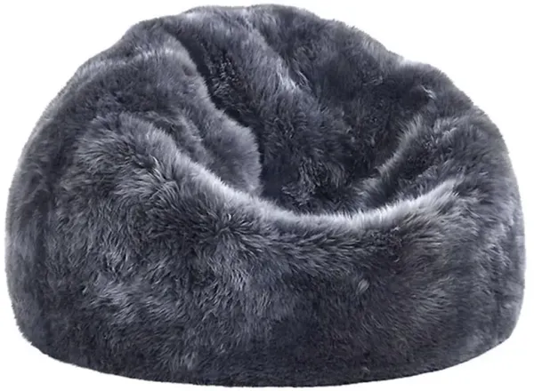 Shiloh Modern Steel Grey Long Wool Sheepskin Fur Beanbag