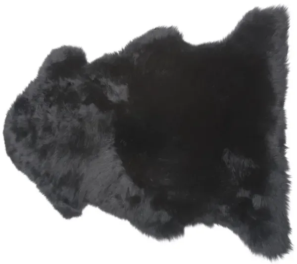 Veruca Modern Midnight Black Sheepskin Pelt Fur Rug - 2'x3'