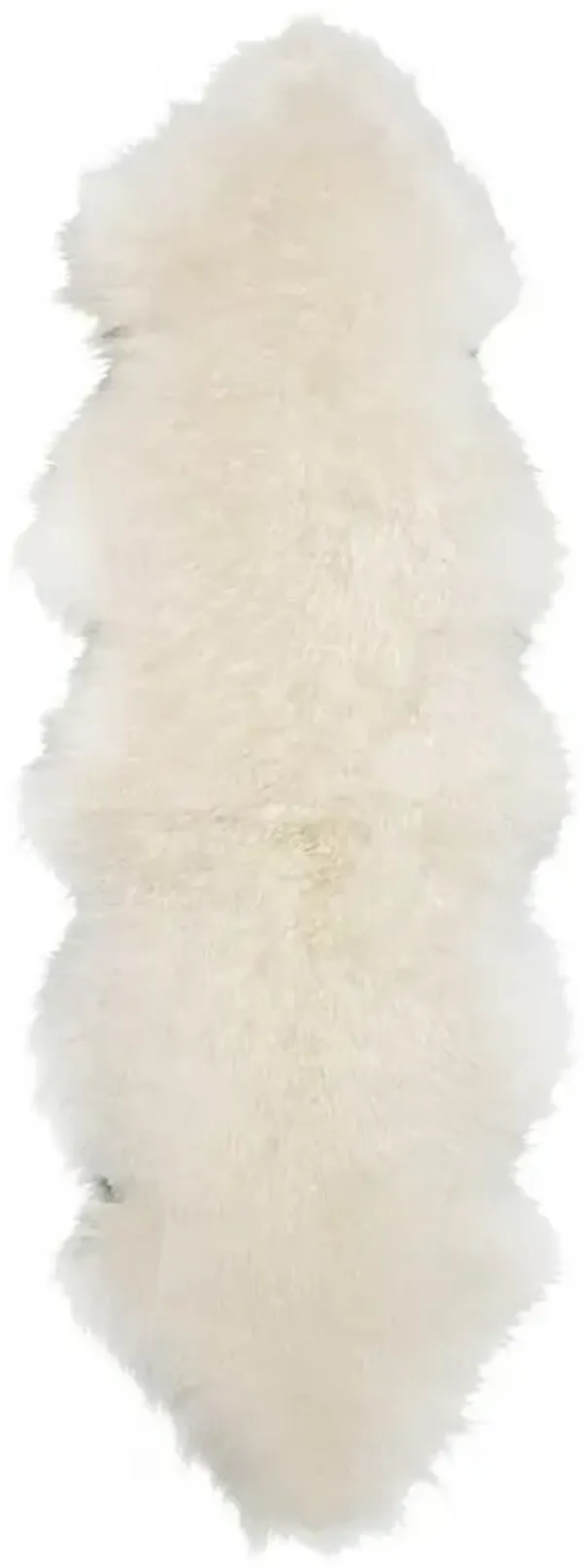 Veruca Modern Ivory Sheepskin Double Pelt Fur Rug - 2'x6'