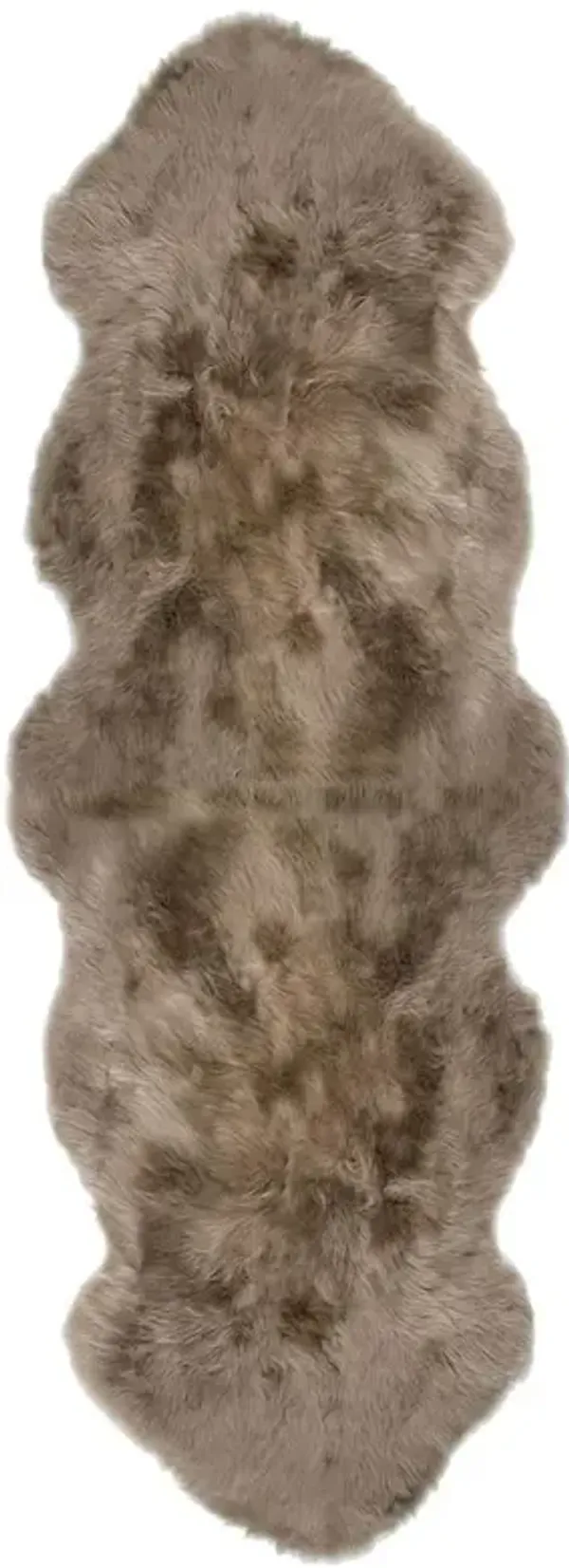 Veruca Modern Taupe Sheepskin Double Pelt Fur Rug - 2'x6'