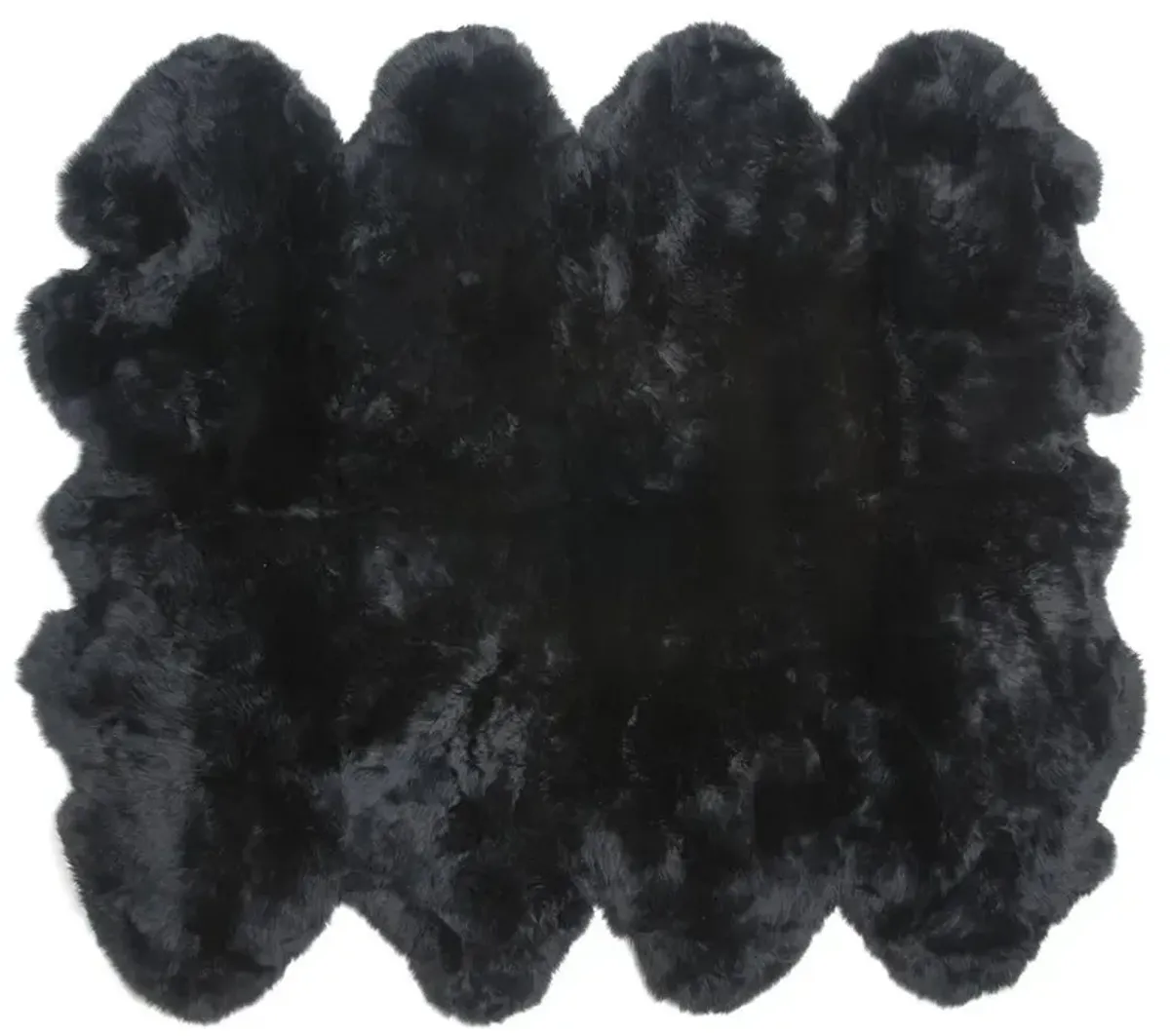 Veruca Modern Black Sheepskin 8 Pelt Fur Rug - 6'x7'