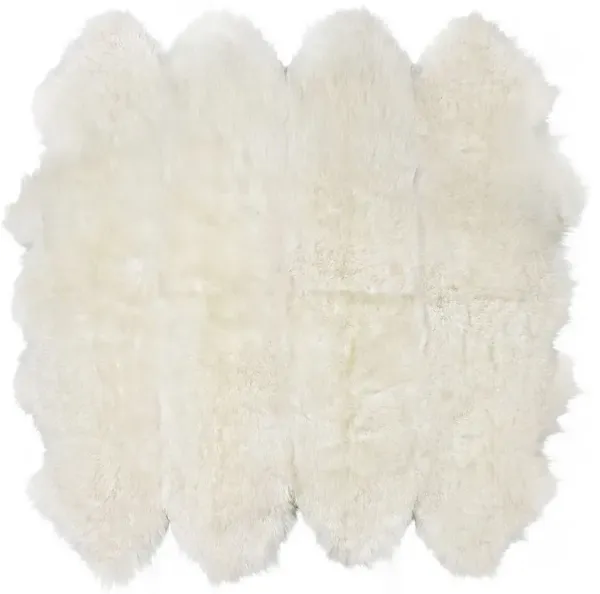 Veruca Modern Ivory Sheepskin 8 Pelt Fur Rug - 6'x7'