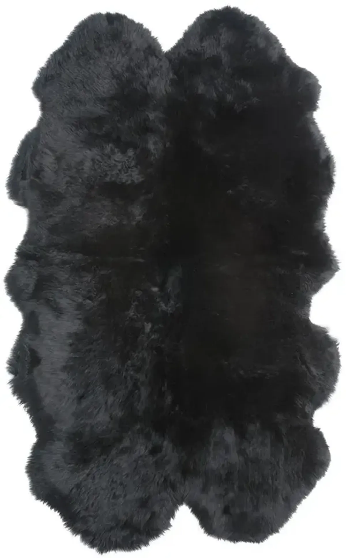 Veruca Modern Midnight Black Sheepskin 4 Pelt Fur Rug - 4'x6'