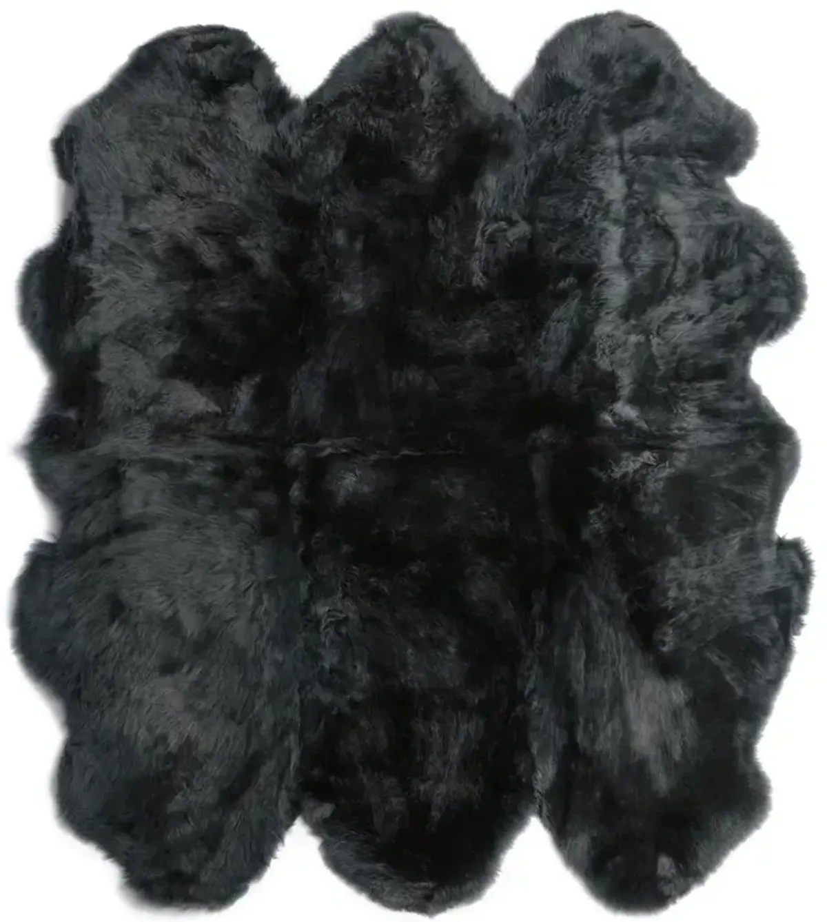 Veruca Modern Black Sheepskin 6 Pelt Fur Rug - 5'x6'