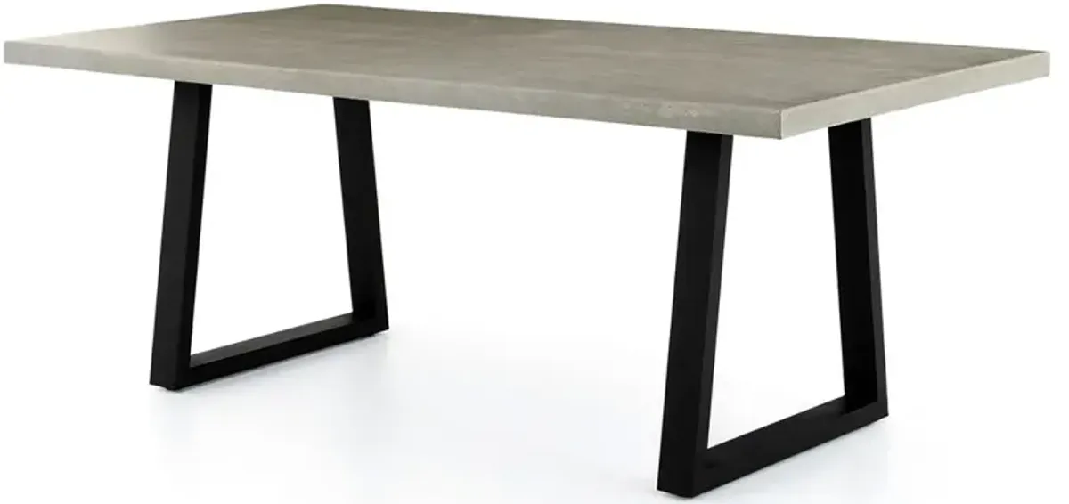 Maceo Modern Classic Grey Stone Top Black Iron Base Outdoor Dining Table - 78.75"W