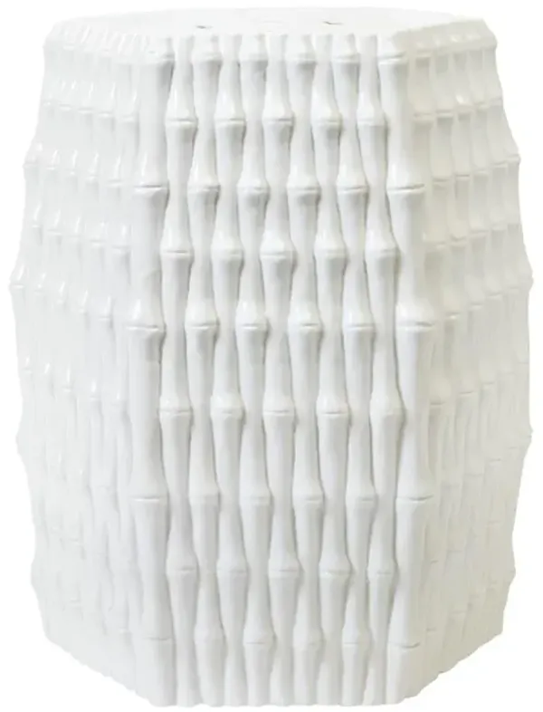 Burma Global Bazaar Glazed White Porcelain Bamboo Stool