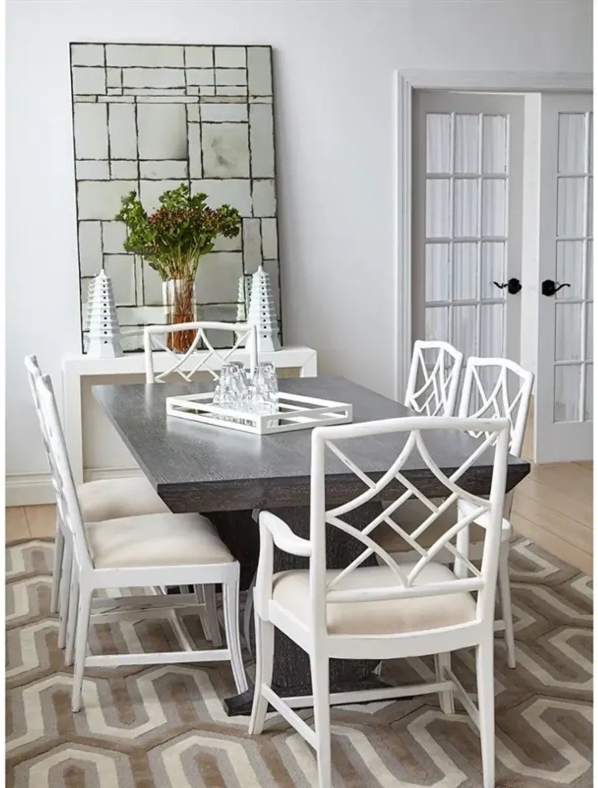 Evelyn French Country Cream Linen Distressed Eggshell Wood Dining Chair