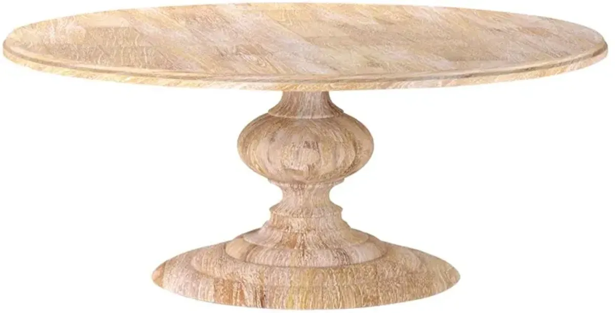 Frida French Country White Wash Mango Wood Round Dining Table - 76"W