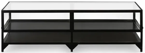 Katren Industrial Loft Tempered Glass Top Black Iron Frame Coffee Table