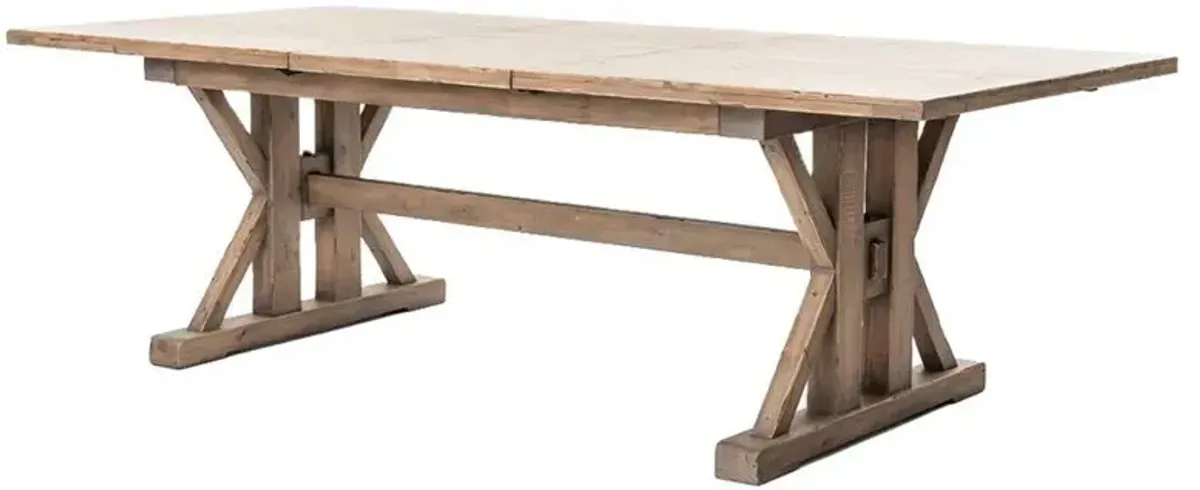Lyle Lodge Natural Reclaimed Wood Trestle Extendable Dining Table - 72-96"W