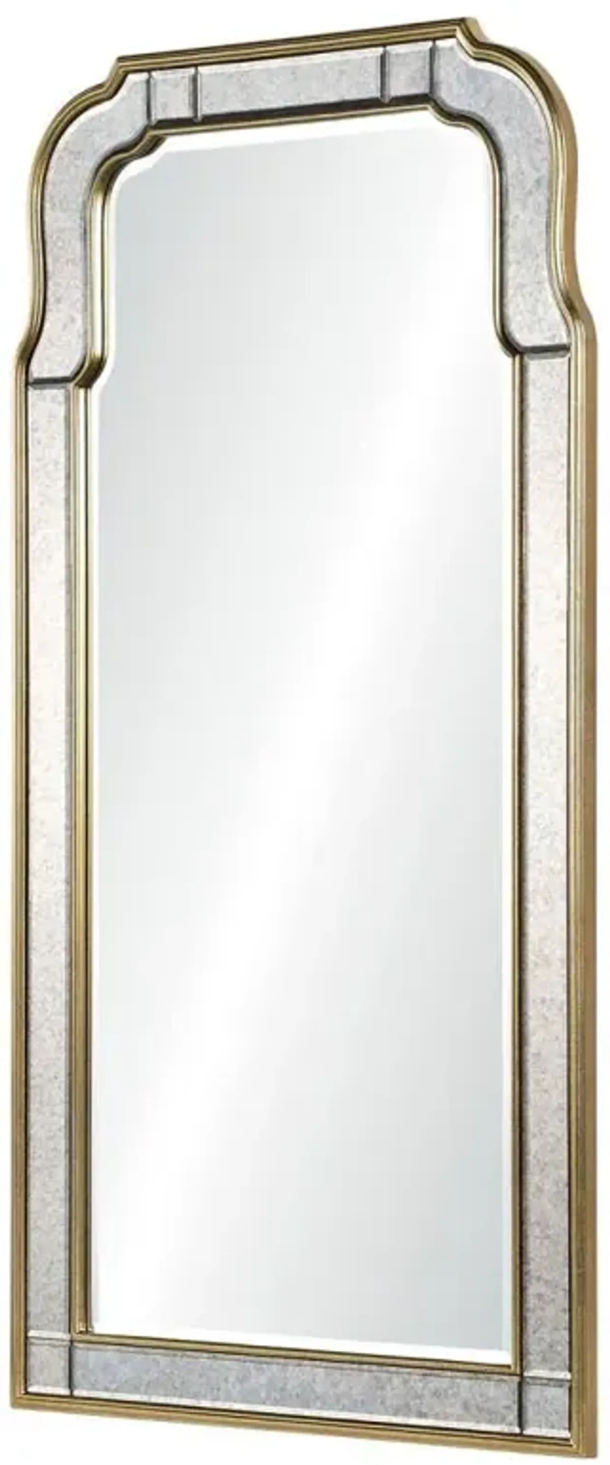 Holiday Hollywood Regency Antique Silver Leaf Frame Arch Wall Mirror