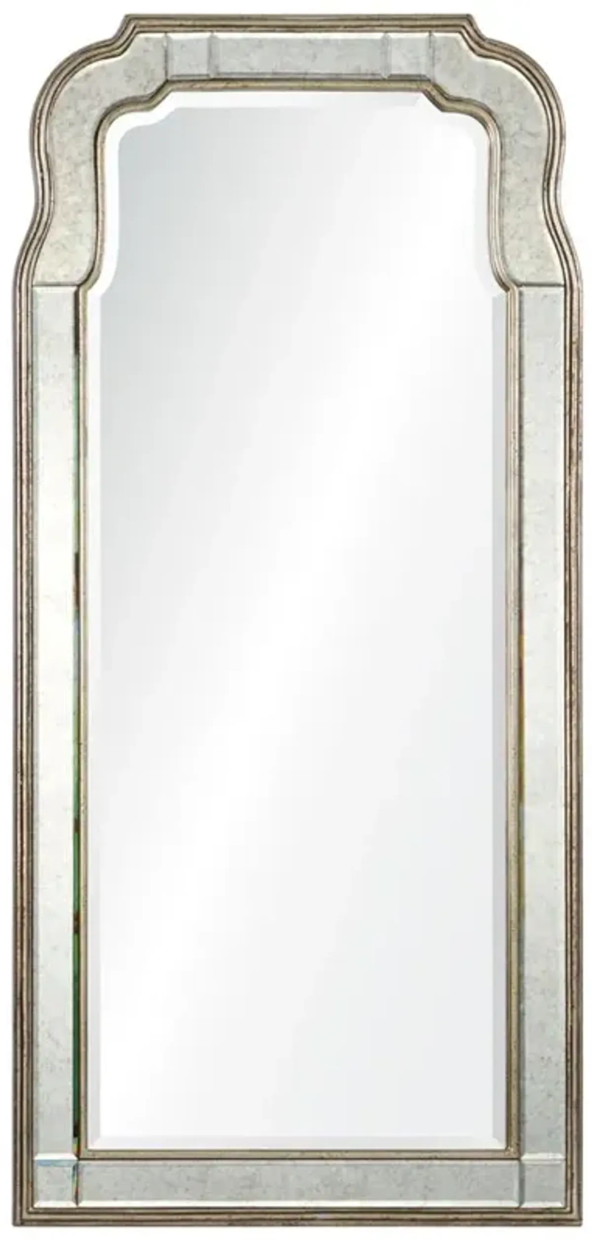 Holiday Hollywood Regency Antique Silver Leaf Frame Arch Wall Mirror