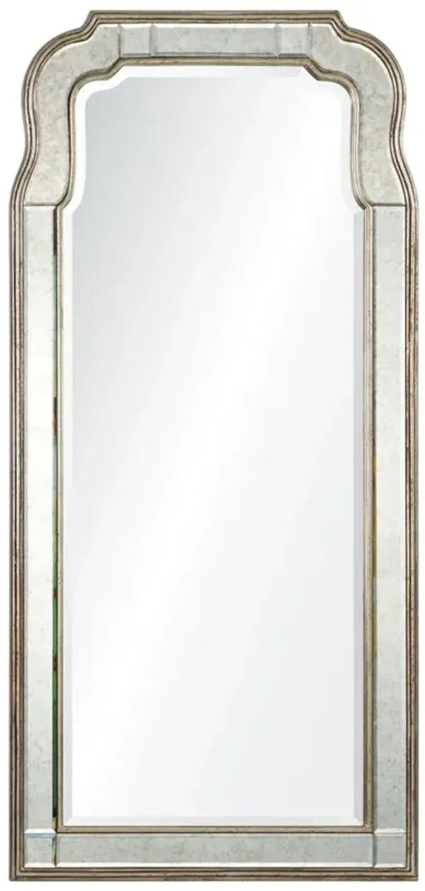 Holiday Hollywood Regency Antique Silver Leaf Frame Arch Wall Mirror